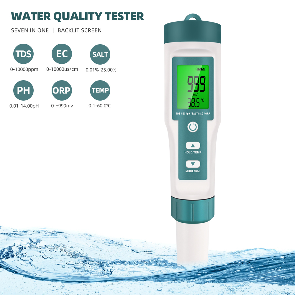 Ph Meter Digital Water Tester - 7-in-1 PH TDS EC ORP Zoutgehalte