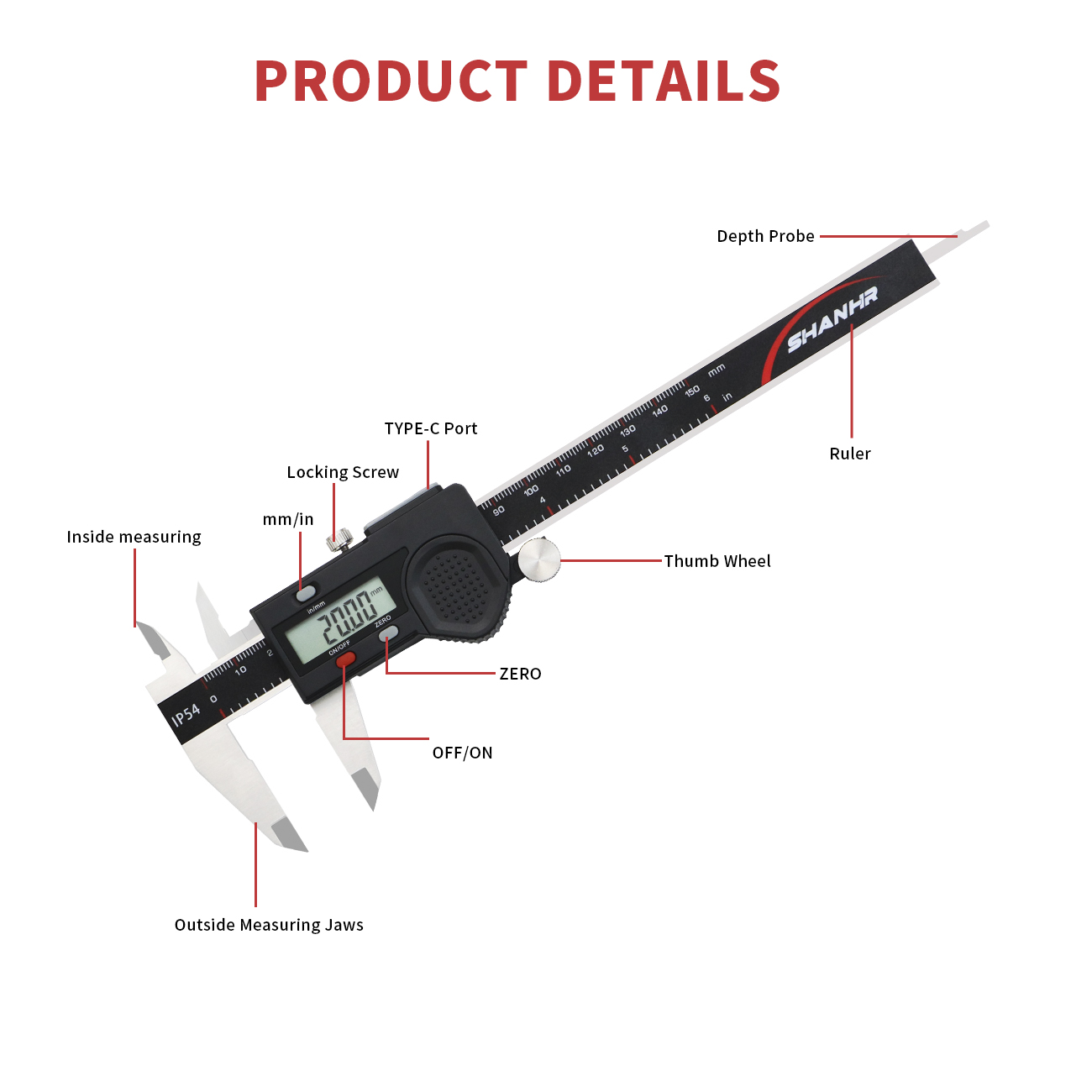 SHANHR Elektronische Schuifmaa - Digital Caliper 150Mm Stainless Steel recensie en prijs